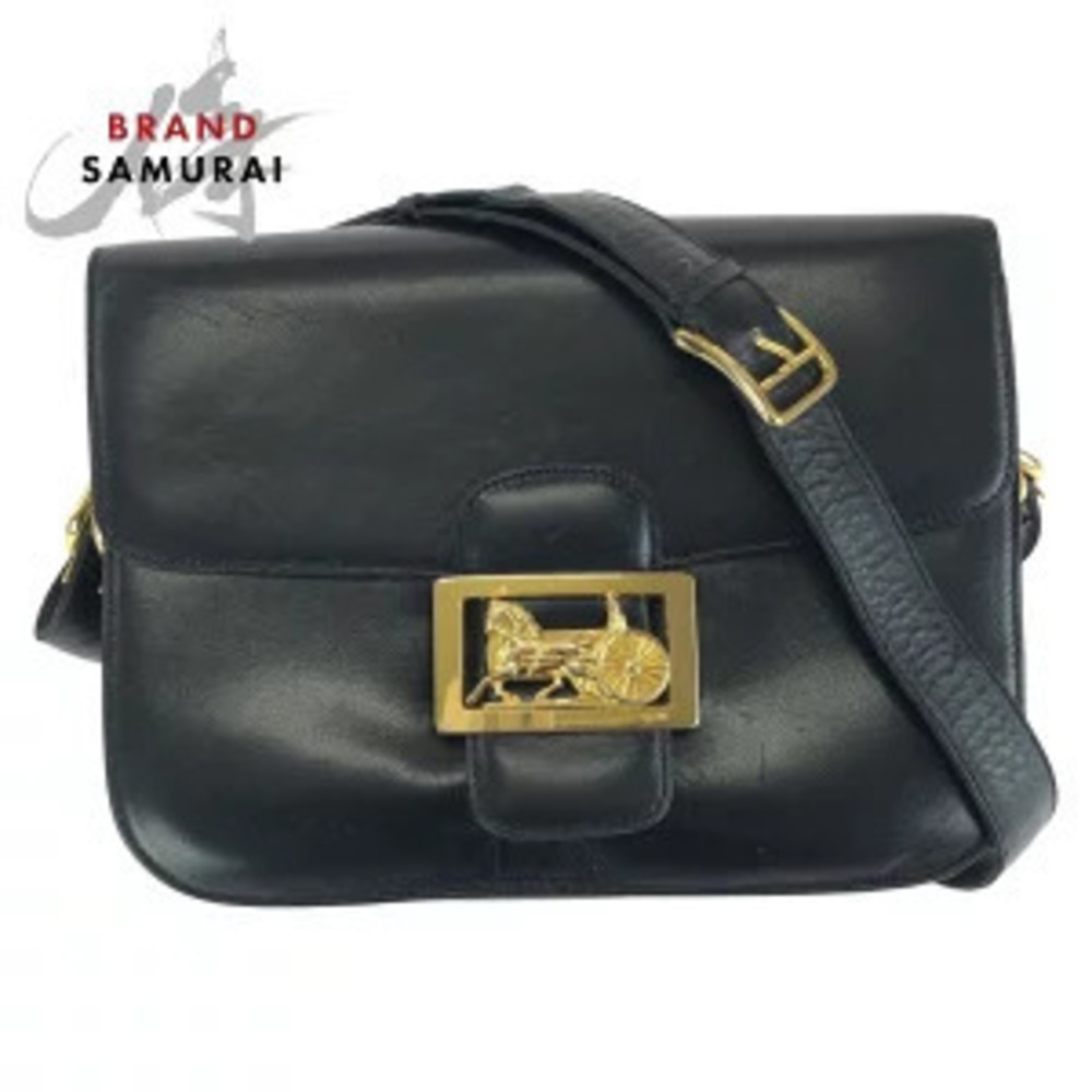 Celine Horse Carriage Leather Shoulder Bag Black